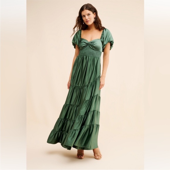 Free People Dresses & Skirts - Free People green sundrenched silky maxi dress